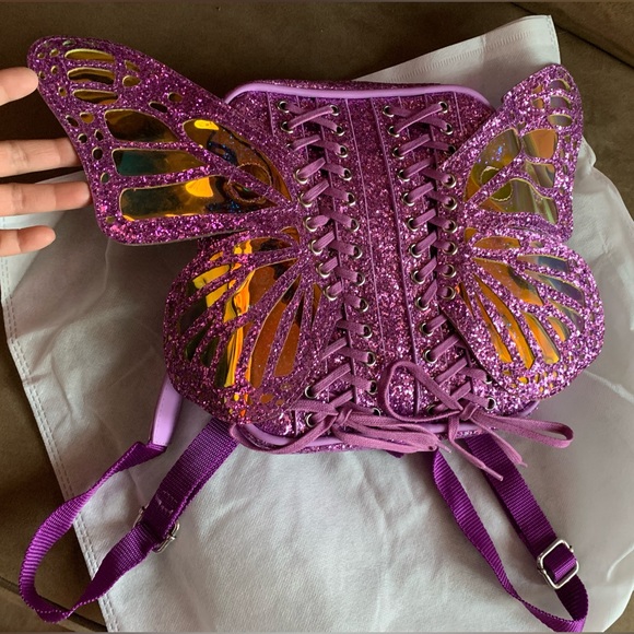 NEW Dolls Kill x Club Exx Violet Metamorphic Glitter
Backpack Shoulder Bag Purse - Picture 2 of 16